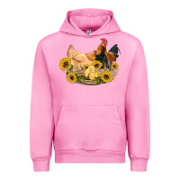 Fuchsia Pink western coop animals farm chicken chick rooster sunflowers Urban Hoodie - Artiststas