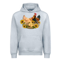 Heather Grey western coop animals farm chicken chick rooster sunflowers Urban Hoodie - Artiststas