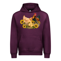Mauve Wine western coop animals farm chicken chick rooster sunflowers Urban Hoodie - Artiststas