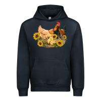 Navy western coop animals farm chicken chick rooster sunflowers Urban Hoodie - Artiststas