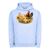 Pigment Grape Ice western coop animals farm chicken chick rooster sunflowers Urban Hoodie - Artiststas