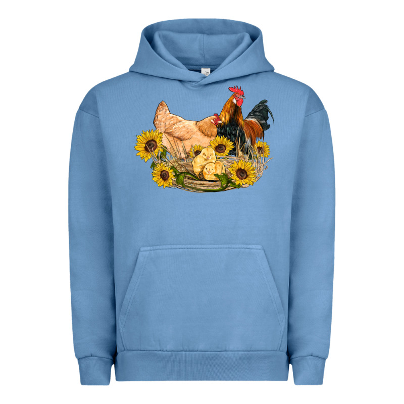 Western Coop Animals Farm Chicken Chick Rooster Sunflowers Urban Hoodie by Artiststas | Teevron