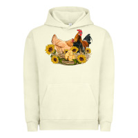 Pigment Pistachio western coop animals farm chicken chick rooster sunflowers Urban Hoodie - Artiststas