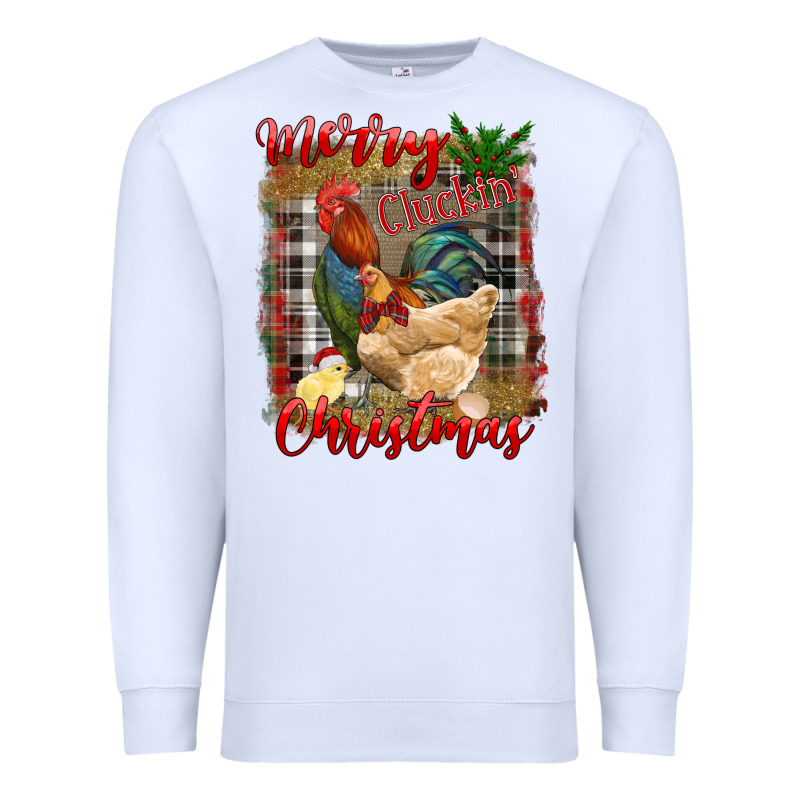 Merry Cluckin' Christmas Premium Sweatshirt by RanaPortraitStore | Teevron