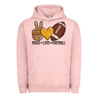 Pigment Salmon peace love football Urban Hoodie - AdoDesignShop