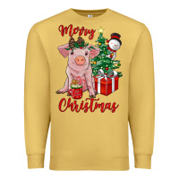 Antique Gold merry christmas pig Premium Sweatshirt - RanaPortraitStore