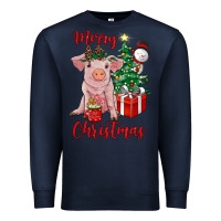Navy merry christmas pig Premium Sweatshirt - RanaPortraitStore
