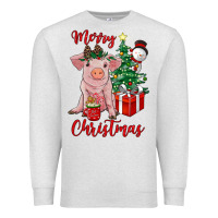 Oatmeal Heather merry christmas pig Premium Sweatshirt - RanaPortraitStore