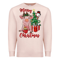 Pale Pink merry christmas pig Premium Sweatshirt - RanaPortraitStore