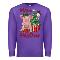 Purple merry christmas pig Premium Sweatshirt - RanaPortraitStore