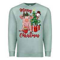 Seafoam merry christmas pig Premium Sweatshirt - RanaPortraitStore