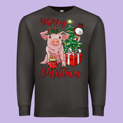 Merry Christmas Pig Premium Sweatshirt Designed By Ranaportraitstore