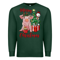 Sports Green merry christmas pig Premium Sweatshirt - RanaPortraitStore