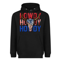 Black howdy howdy howdy 4th of july bull skull billie wi Heavyweight Hoodie - texasbilliewilder