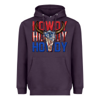 Plum howdy howdy howdy 4th of july bull skull billie wi Heavyweight Hoodie - texasbilliewilder