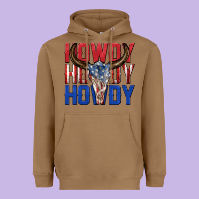 Heavyweight Hoodie howdy howdy howdy 4th of july bull skull billie wi