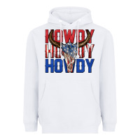 White howdy howdy howdy 4th of july bull skull billie wi Heavyweight Hoodie - texasbilliewilder