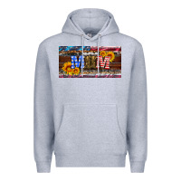 Heather Grey soldier mom license  plate Premium Hoodie - Artiststas