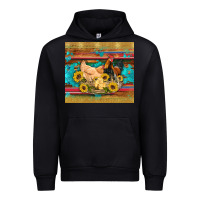Black western coop animals farm chicken chick rooster sunflowers wooden sera Urban Hoodie - Artiststas