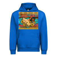 Cobalt western coop animals farm chicken chick rooster sunflowers wooden sera Urban Hoodie - Artiststas