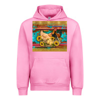 Fuchsia Pink western coop animals farm chicken chick rooster sunflowers wooden sera Urban Hoodie - Artiststas
