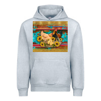 Heather Grey western coop animals farm chicken chick rooster sunflowers wooden sera Urban Hoodie - Artiststas