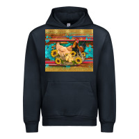 Navy western coop animals farm chicken chick rooster sunflowers wooden sera Urban Hoodie - Artiststas