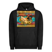 Pigment Black western coop animals farm chicken chick rooster sunflowers wooden sera Urban Hoodie - Artiststas