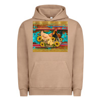Pigment Burro western coop animals farm chicken chick rooster sunflowers wooden sera Urban Hoodie - Artiststas