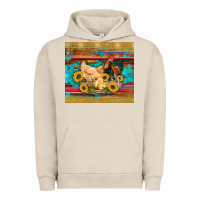 Pigment French Oak western coop animals farm chicken chick rooster sunflowers wooden sera Urban Hoodie - Artiststas