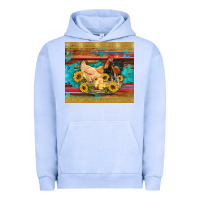 Pigment Grape Ice western coop animals farm chicken chick rooster sunflowers wooden sera Urban Hoodie - Artiststas