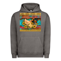 Pigment Tornado western coop animals farm chicken chick rooster sunflowers wooden sera Urban Hoodie - Artiststas