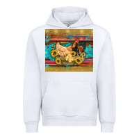 White western coop animals farm chicken chick rooster sunflowers wooden sera Urban Hoodie - Artiststas