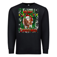 Black merry christmas longhorn cow Premium Sweatshirt - RanaPortraitStore