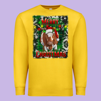 Merry Christmas Longhorn Cow Premium Sweatshirt Designed By Ranaportraitstore
