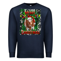 Navy merry christmas longhorn cow Premium Sweatshirt - RanaPortraitStore