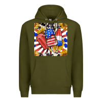 Army Green patriotic popsicles and sunflowers Premium Hoodie - BundleAndBundleShop