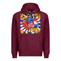 Burgundy patriotic popsicles and sunflowers Premium Hoodie - BundleAndBundleShop