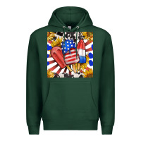 Sports Green patriotic popsicles and sunflowers Premium Hoodie - BundleAndBundleShop