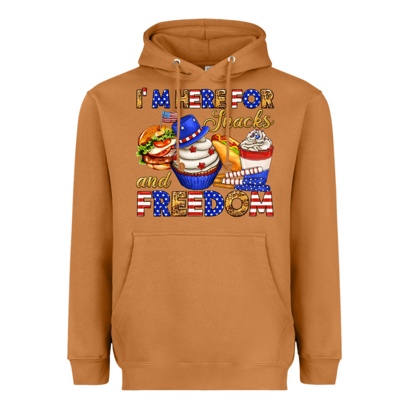 I M Here For Snacks And Freedom Heavyweight Hoodie by texasbilliewilder | Teevron