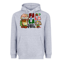 Heather Grey fa la la la latte Heavyweight Hoodie - Zillion Design Studio