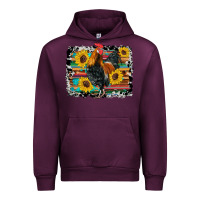 Mauve Wine western rooster coop animals sunflowers cowhide serape wooden Urban Hoodie - Artiststas