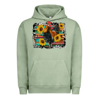 Pigment Oil Green western rooster coop animals sunflowers cowhide serape wooden Urban Hoodie - Artiststas