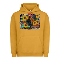 Pigment Peanut Butter western rooster coop animals sunflowers cowhide serape wooden Urban Hoodie - Artiststas