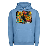 Pigment Pebble Blue western rooster coop animals sunflowers cowhide serape wooden Urban Hoodie - Artiststas