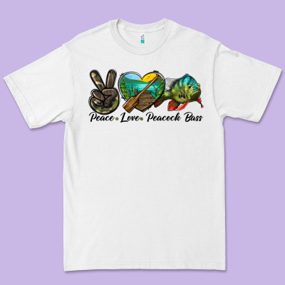Peace Love Peacock Bass Premium Tee Designed By Lillyallendesigns