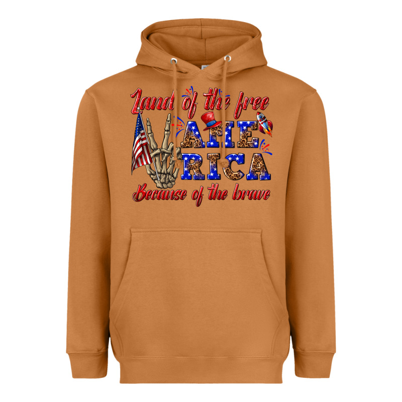 Land Of The Free America Because Of The Brave Heavyweight Hoodie by texasbilliewilder | Teevron