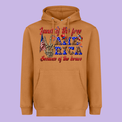 Heavyweight Hoodie land of the free america because of the brave