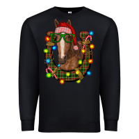 Black christmas horseshoe with horse Premium Sweatshirt - RanaPortraitStore