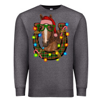 Charcoal Heather christmas horseshoe with horse Premium Sweatshirt - RanaPortraitStore